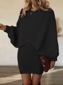 SHEIN Clasi 蝙蝠袖毛衣和針織裙