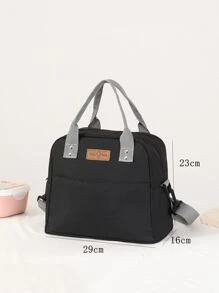 Bolsa de almuerzo con aislamiento con diseño de parche de letra - Negro - Ver 3