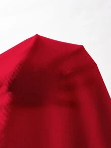 SHEIN BASICS 素色羅紋針織修身T恤 - 酒紅色 - 查看 6