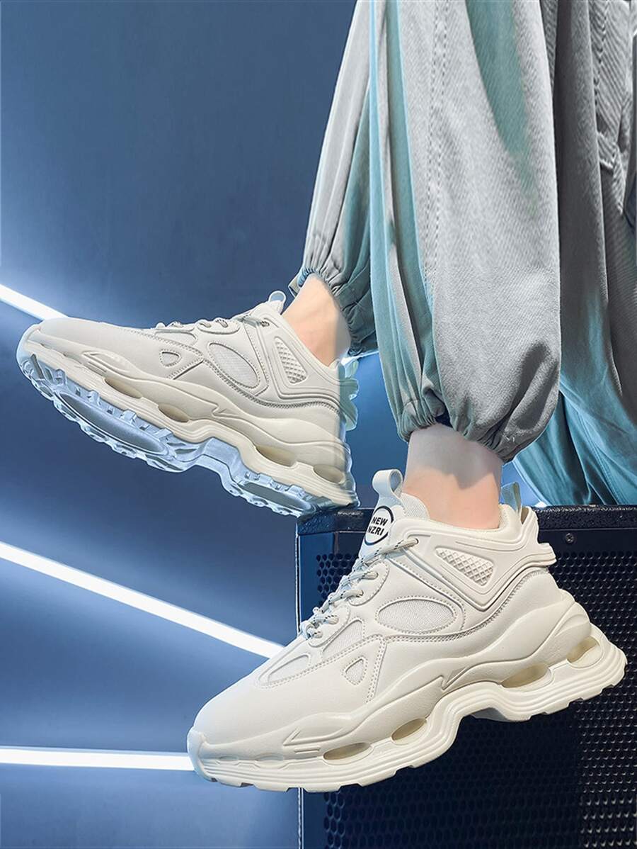 Men Letter Graphic Lace-up Front Chunky Sneakers