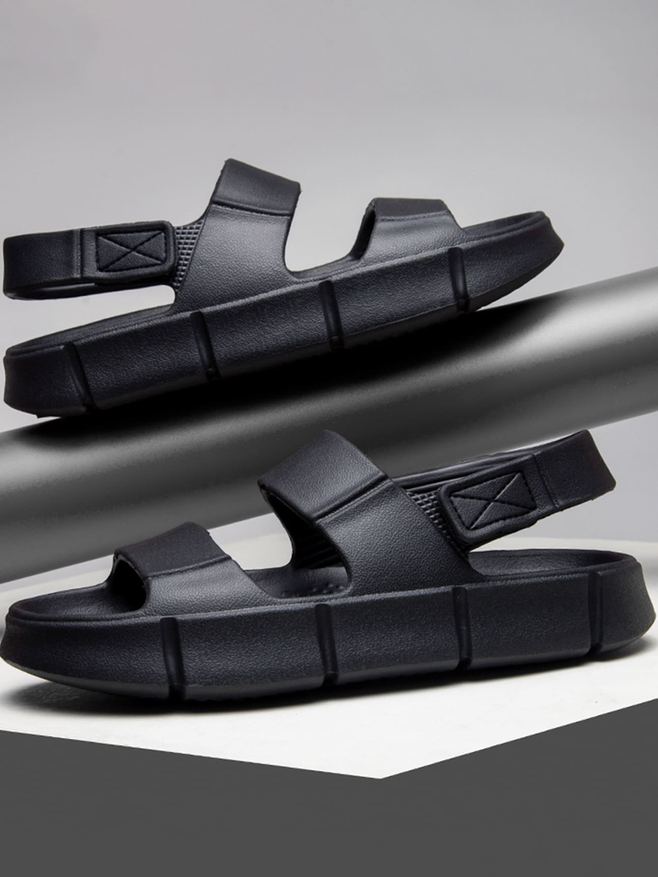 Men Minimalist Casual Sandals - Black - View 1