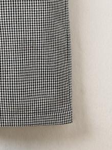 SHEIN 男孩格子圖案斜口袋短褲 - 黑與白 - 查看 3