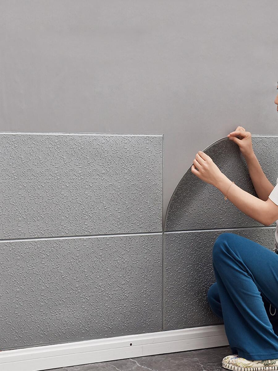 1 件 3D 纹理墙纸、自粘 3D 墙板、灰色墙贴，用于家居装饰、翻新贴纸、可撕墙板、墙纸、壁纸、春季装饰品，让您的家焕然一新、拉玛装饰贴纸