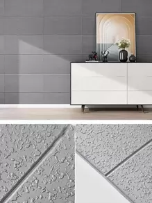 1 件 3D 纹理墙纸、自粘 3D 墙板、灰色墙贴，用于家居装饰、翻新贴纸、可撕墙板、墙纸、壁纸、春季装饰品，让您的家焕然一新、拉玛装饰贴纸