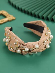 Faux Pearl & Knot Decor Headband - Dusty Pink - View 2