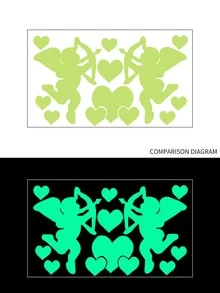 13 piezas Pegatina de pared con patrón de Cupido brillante en oscuro - Verde - Ver 5