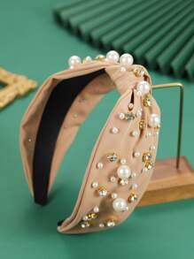 Faux Pearl & Knot Decor Headband - Dusty Pink - View 3