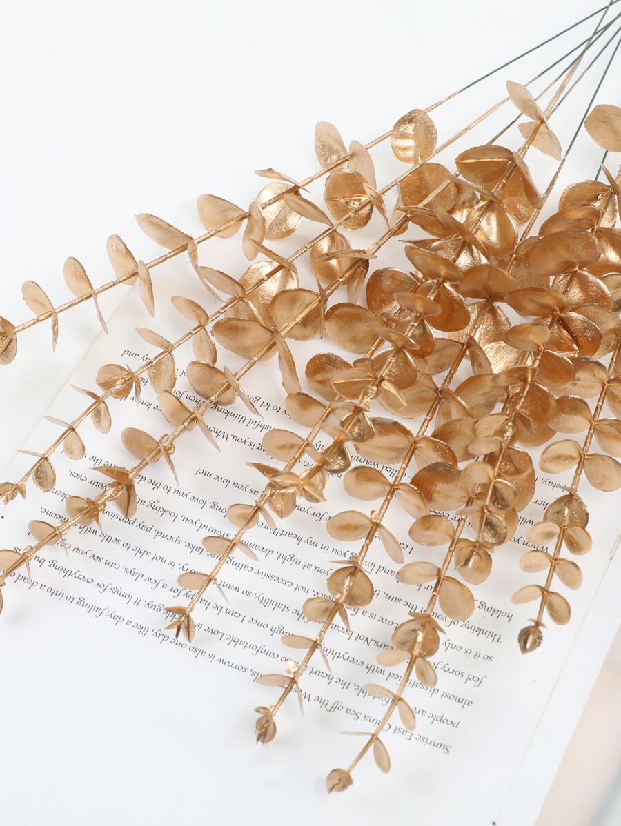 3入組17.71英寸人造金屬質感假植物用於婚禮派對家居DIY裝飾 - 金色 - 查看 1