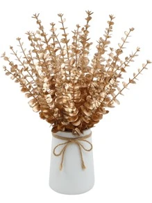 3入組17.71英寸人造金屬質感假植物用於婚禮派對家居DIY裝飾 - 金色 - 查看 3