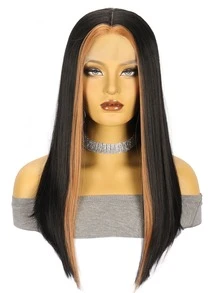 13*1 T-Part Lace Long Straight Synthetic Wig - Multicolor - View 1