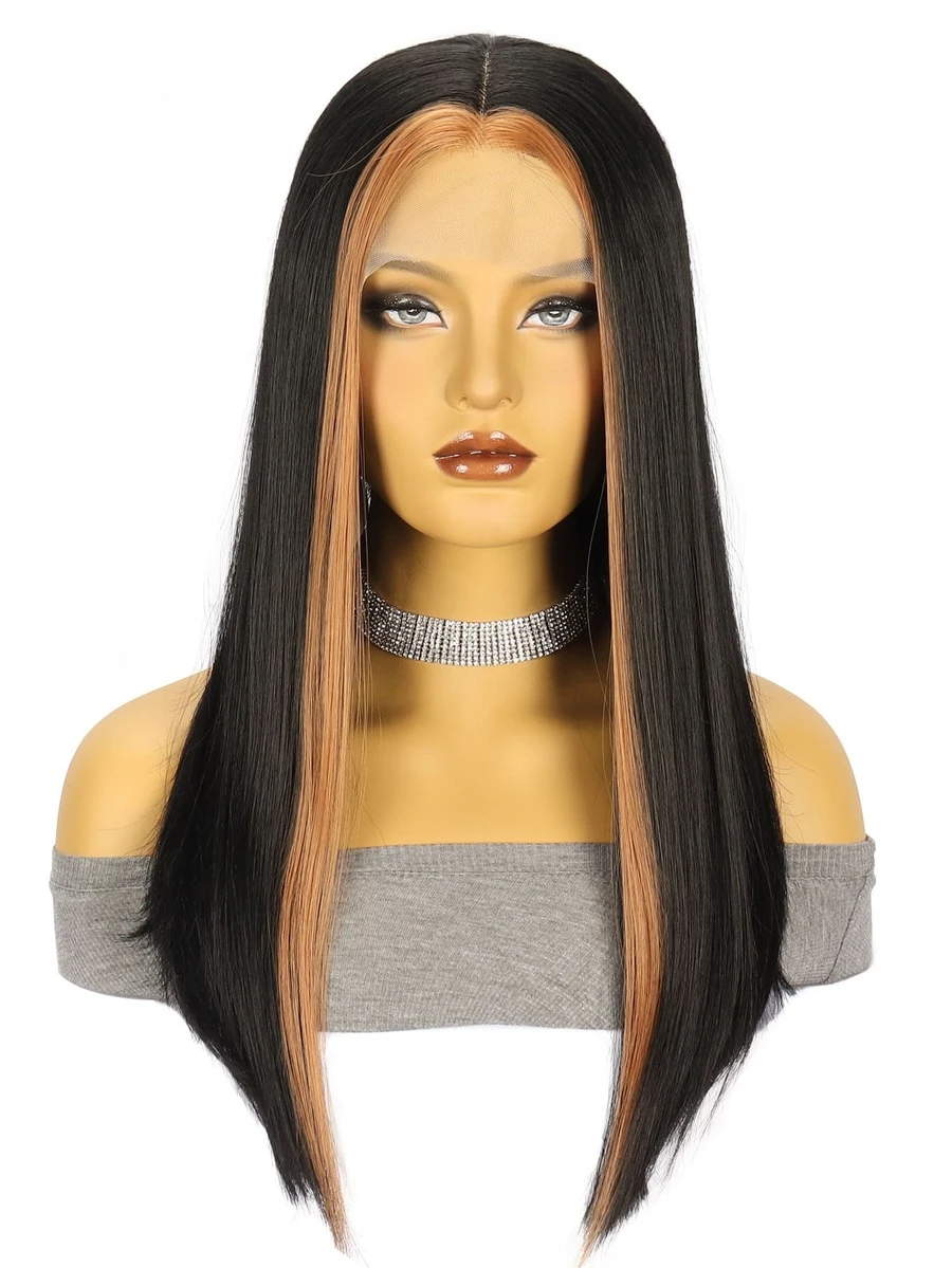 13*1 T-Part Lace Long Straight Synthetic Wig - Multicolor - View 1