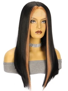 13*1 T-Part Lace Long Straight Synthetic Wig - Multicolor - View 3