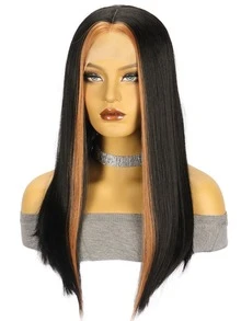 13*1 T-Part Lace Long Straight Synthetic Wig - Multicolor - View 4