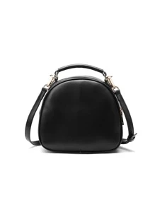 CORALDAISY Chevron Detail Twist Lock Satchel Bag - Black - View 2