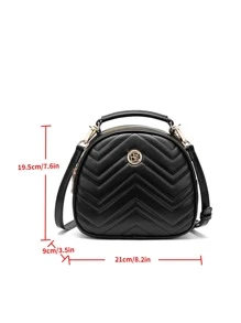 CORALDAISY Chevron Detail Twist Lock Satchel Bag - Black - View 5