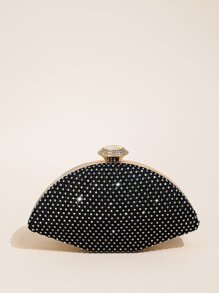 Súper bolsa de noche asimétrica de malla romboidal súper brillante - Negro - Ver 1