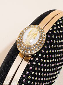 Súper bolsa de noche asimétrica de malla romboidal súper brillante - Negro - Ver 5