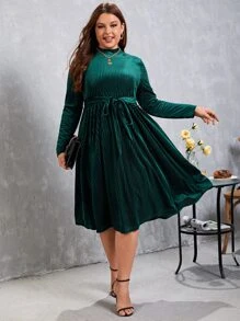 SHEIN Clasi Vestido con cinturón de cuello alto