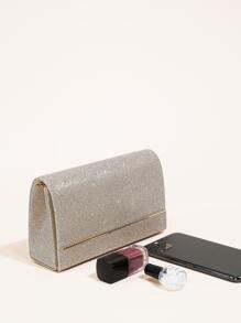 優雅的晚宴手拿包,女士鏈帶肩背包,光彩照人,小手拿包,閃爍的方形包 - 香檳色 - 查看 5