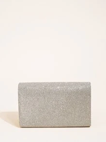 優雅的晚宴手拿包,女士鏈帶肩背包,光彩照人,小手拿包,閃爍的方形包 - 香檳色 - 查看 7