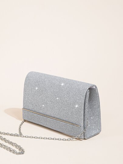 حقيبة سهرة أنيقة للسيدات ،حقيبة كتف بسلسلة مضيئة، حقيبة صغيرة، تنورة مربعة بالخيوط اللامعة