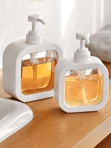 1pc PVC Empty Soap Dispenser, Simple Clear Household Pump Bottle Dispenser For Kitchen Room, Bathroom Bathroom Decor Summer - White - View 1