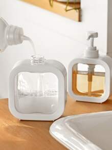 1pc PVC Empty Soap Dispenser, Simple Clear Household Pump Bottle Dispenser For Kitchen Room, Bathroom Bathroom Decor Summer - White - View 3