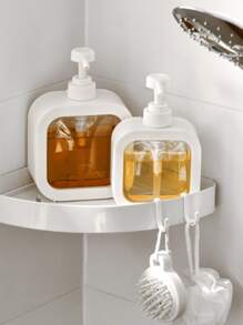 1pc PVC Empty Soap Dispenser, Simple Clear Household Pump Bottle Dispenser For Kitchen Room, Bathroom Bathroom Decor Summer - White - View 4