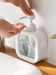 1pc PVC Empty Soap Dispenser, Simple Clear Household Pump Bottle Dispenser For Kitchen Room, Bathroom Bathroom Decor Summer - White - View 5