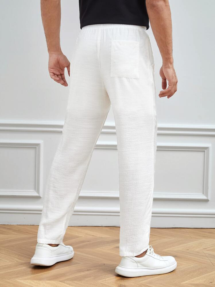 Manfinity NXTstreet כיס פשוט קז'ואל מכנסיים לגברים - לבן - ראה 2