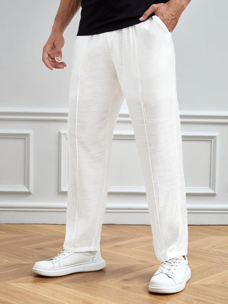 Manfinity NXTstreet כיס פשוט קז'ואל מכנסיים לגברים - לבן - ראה 3