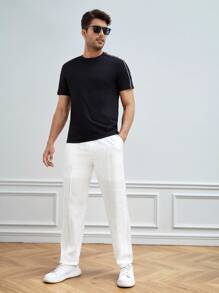 Manfinity NXTstreet 男士素色斜口袋長褲 - 白色 - 查看 5