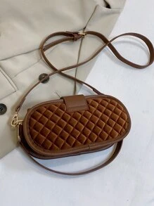 Hình học Chần Cái túi - màu nâu - Xem 2