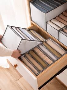 1 cái Túi lưu trữ có thể gập lại tương phản ràng buộc, Tổ chức lưu trữ vải tiết kiệm không gian hàng ngày - trắng - Xem 5