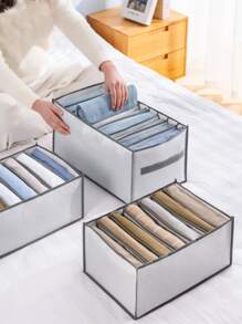 1 cái Túi lưu trữ có thể gập lại tương phản ràng buộc, Tổ chức lưu trữ vải tiết kiệm không gian hàng ngày - trắng - Xem 4