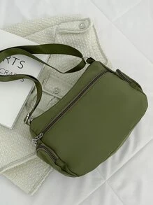 Letter Patch Decor Hobo Bag - Army Green - View 3