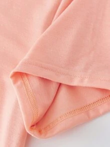 SHEIN LUNE Floral & Letter Graphic Tee - Coral Pink - View 4