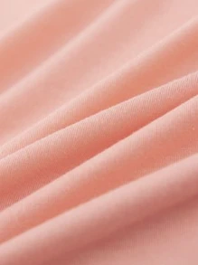 SHEIN LUNE Floral & Letter Graphic Tee - Coral Pink - View 6