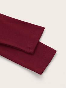 SHEIN ICON Áo thun nữ Hội Chữ thập Dây kéo Xù Buộc lại Cao thấp màu trơn Gợi cảm - Màu Đỏ Sâu - Xem 4