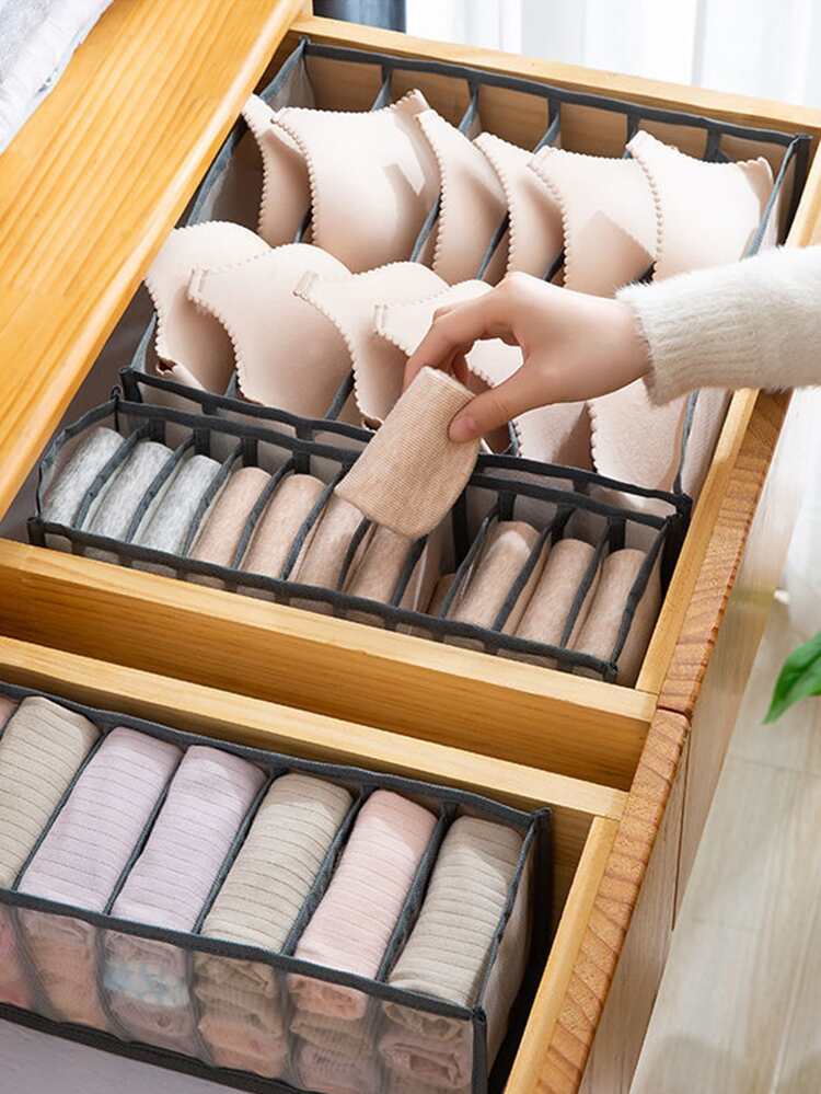 1入組多格內衣收納盒 - 灰色 - 查看 2