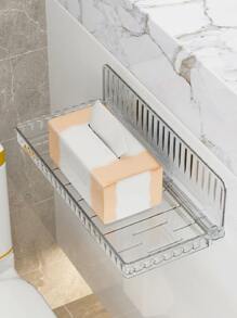 1个透明壁挂式收纳架，简约银色PET材质，适用于浴室及其他浴室配件。 - 無色 - 查看 5