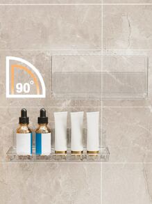 1个透明壁挂式收纳架，简约银色PET材质，适用于浴室及其他浴室配件。 - 無色 - 查看 4