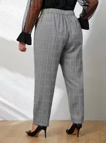 SHEIN Clasi Plus Glen Plaid Suit Pants Without Belt Graduation,Back To School,Teacher Outfits For Women