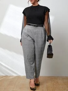 SHEIN Clasi Plus Glen Plaid Suit Pants Without Belt Graduation,Back To School,Teacher Outfits For Women