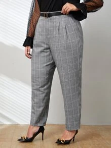 SHEIN Clasi Plus Glen Plaid Suit Pants Without Belt Graduation,Back To School,Teacher Outfits For Women