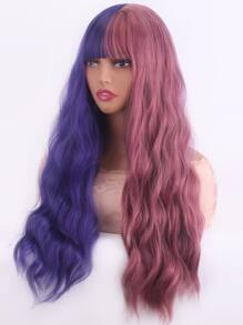 Bộ tóc giả tổng hợp cosplay xoăn dài hai tông màu có tóc mái - Nhiều màu - Xem 4