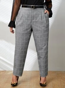 SHEIN Clasi Plus Glen Plaid Suit Pants Without Belt Graduation,Back To School,Teacher Outfits For Women