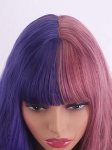 Bộ tóc giả tổng hợp cosplay xoăn dài hai tông màu có tóc mái - Nhiều màu - Xem 6