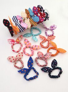 20pcs Teen Girls Random Bow Decor Scrunchie - Multicolor - View 2