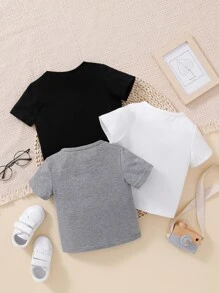 嬰兒3入組四分之一按鈕T恤 - 彩色 - 查看 2